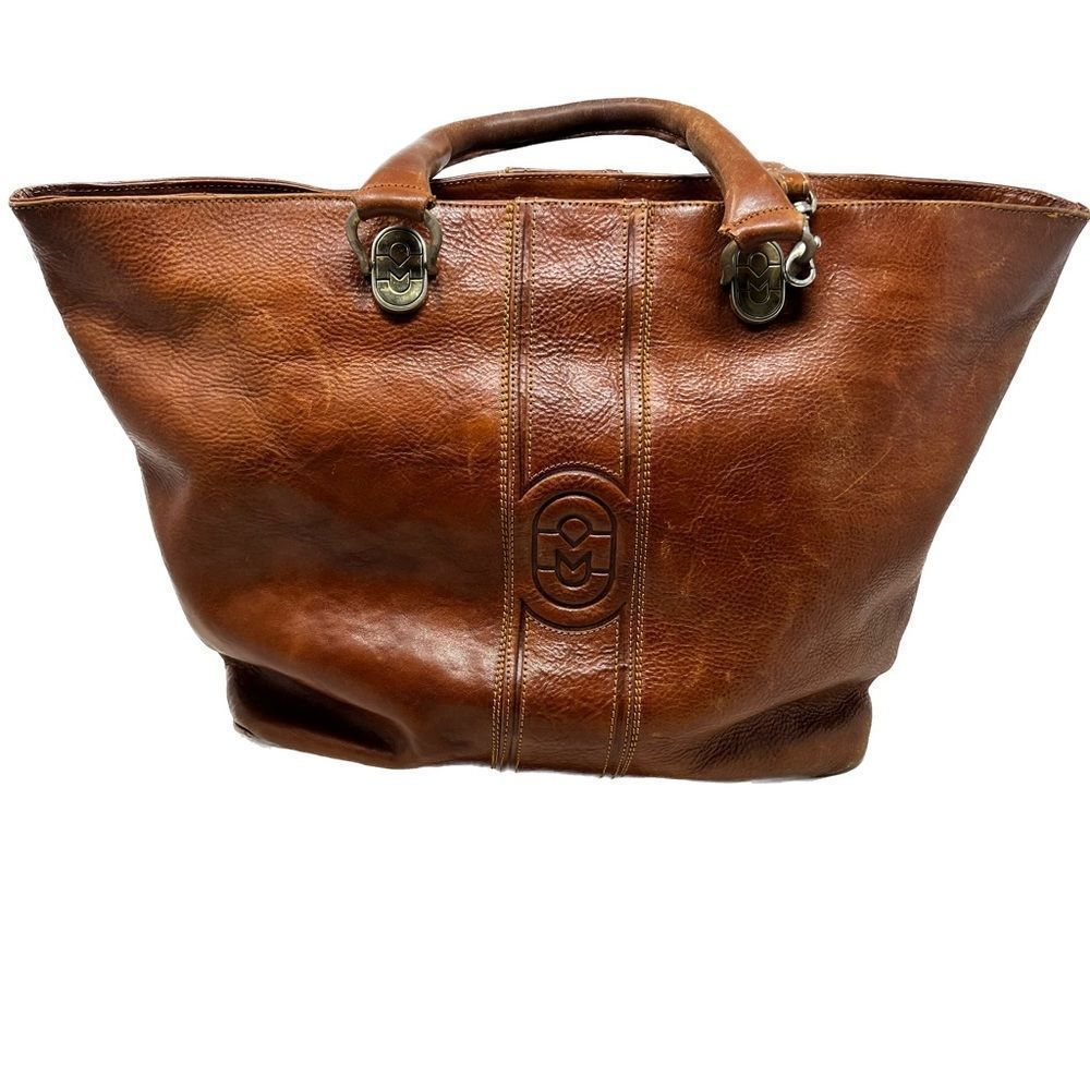 Marino Orlandi Brown Leather Satchel Tote - Picture 3 of 13